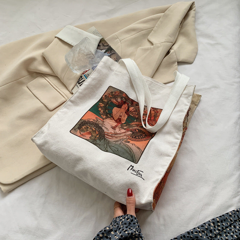 Vintage Oil Painting Literary Shoulder Bag Handbag